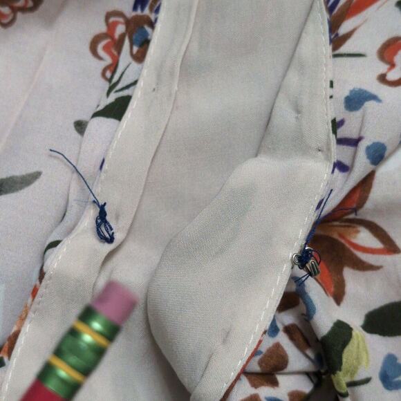 Anthro Laia White Floral 3/4 Sleeve V-Neck Midi Dress Turkey Botanical Size 4 - Picture 5 of 9